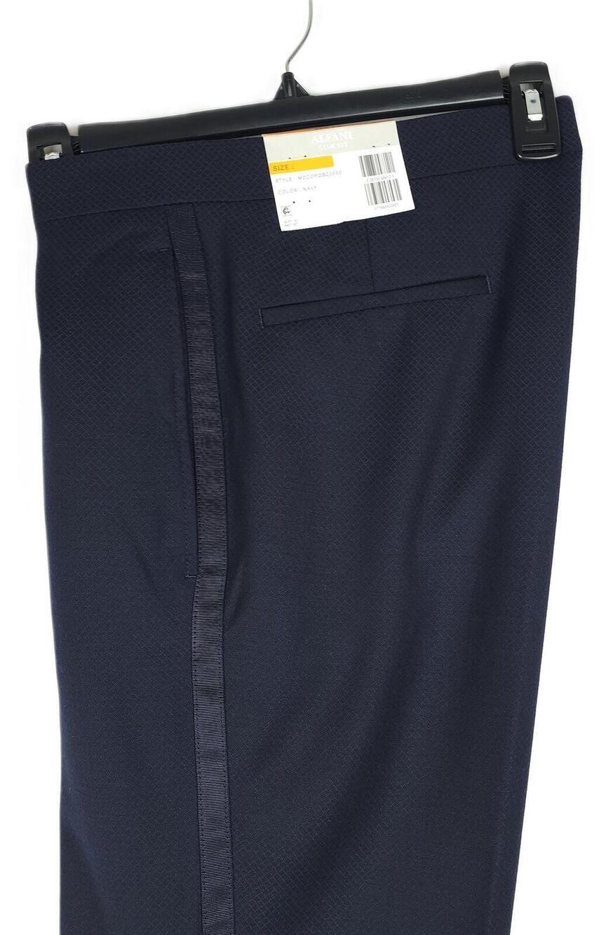 Alfani Mens Slim Fit Tuxedo Dress Pants 30x32 Navy Solid Diamond Grid Stretch